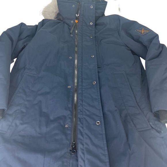 Madison Supply Mens Navy Down Winter Parka - Real Fur Trim Hood SZ Medium - Picture 3 of 16